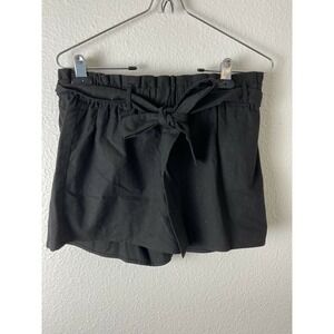 Lulus Jemima Black‎ Size Large Paper Bag Waist Shorts Linen